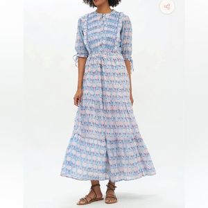 Oliphant Cinched Pintuck Maxi Dress